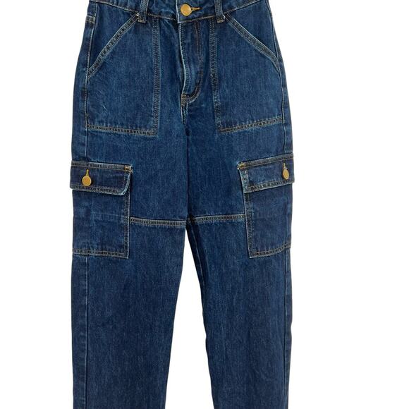 Dissh Bronx Indigo Mid Rise Cargo Jeans in Indigo Blue Size US 2 - Picture 5 of 16
